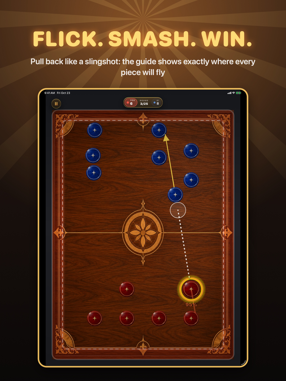 iPad: Classic walnut board with the aim guide